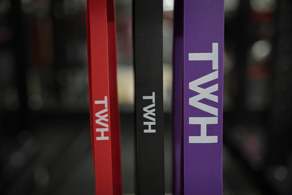 TWH resistance bands Ireland and UK– light and heavy gym bands for training- detail view